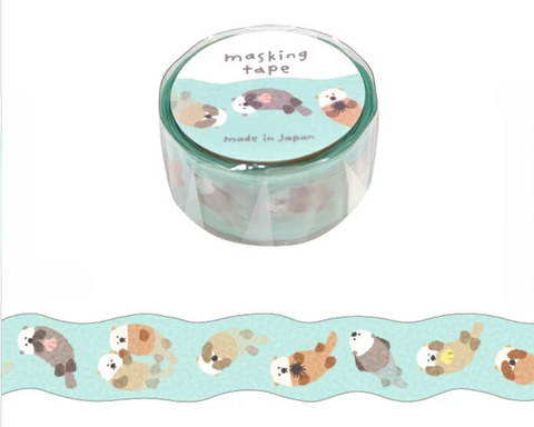 Cute Kawaii Mind Wave Washi / Masking Deco Tape - Otter Beaver Sea Lion Animal zoo - for Diary Journal Planner Craft Schedule Scrapbook Penpal Gift