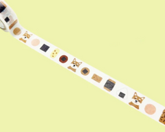 Cute Kawaii Shinzi Katoh Washi / Masking Deco Tape - Dog Puppy Pet Friend ♥ Treat Biscuit Cookie Food - for Scrapbooking Journal Planner Craft