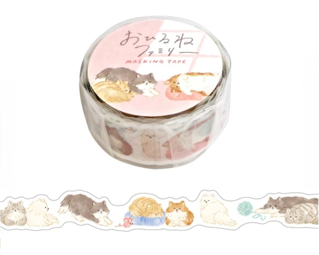 Cute Kawaii Mind Wave Washi / Masking Deco Tape - Cat tabby Kitty - for Scrapbooking Journal Planner Craft Diary Schedule Penpal Gift