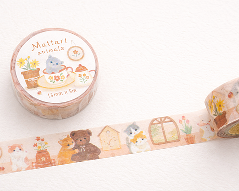 Cute Kawaii NS Mattari Animals Washi / Masking Deco Tape - Cat Kitten Bear - for Diary Journal Notebook Planner Craft Scrapbook Gift