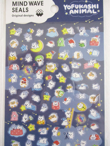 Cute Kawaii Mind Wave Ori Animal Yofukashi Blue Night Sky Dream Stars Ghost Sticker Sheet - for Journal Planner Craft Diary Gift Schedule