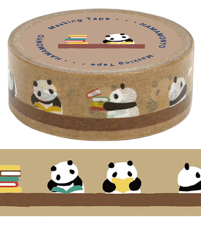 Cute Kawaii Hamamonyo Washi / Masking Deco Tape ♥ Panda Bear Book Library Study for Scrapbooking Journal Planner Craft