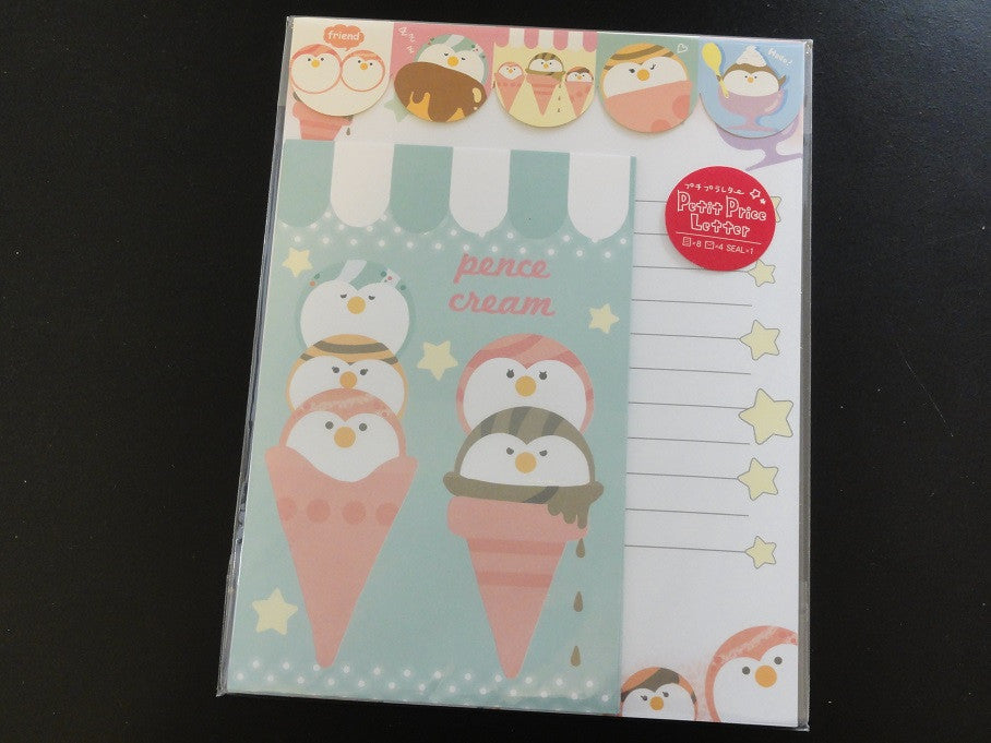 z Cute Kawaii Pence Cream Penguin Ice Cream Letter Sets with Stickers
