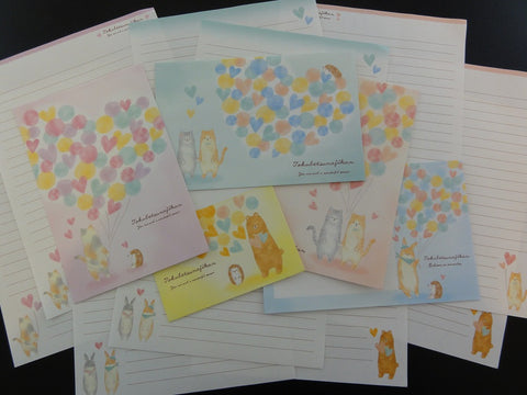 Cute Kawaii Crux Tokubetsunajikan Balloon Heart Cat Bear Letter Sets