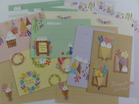 Cute Kawaii Mind Wave Bird Flower Bouquet Letter Sets - Stationery Writing Paper Envelope Penpal