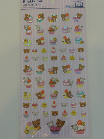 Cute Kawaii San-X Rilakkuma Glitter Muffin Bakery Sticker Sheet