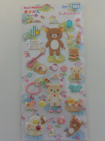 Cute Kawaii San-X Rilakkuma Picnic Puffy Sticker Sheet