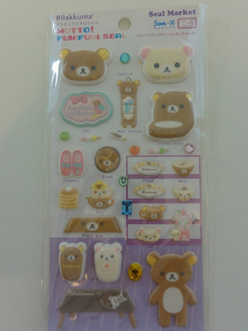 Cute Kawaii San-X Rilakkuma Home Sweet Home Puffy Sticker Sheet