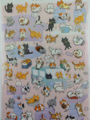 Cute Kawaii Kamio Cat Kitten Sticker Sheet - with Gold Accents - for Journal Planner Craft Agenda Organizer Scrapbook