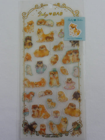 Cute Kawaii Kamio Dog Puppy Sticker Sheet - with Gold Accents - for Journal Planner Craft Agenda Organizer Scrapbook