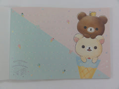 Cute Kawaii San-X Rilakkuma Bear Chairoikoguma Ice Cream 4 x 6 Inch Notepad / Memo Pad - Stationery Designer Paper Collection