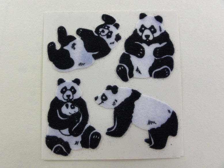 Sandylion Panda Fuzzy Sticker Sheet / Module - Vintage & Collectible