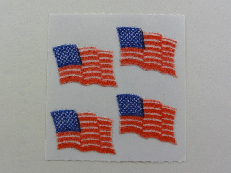 Sandylion USA Flag Fuzzy Sticker Sheet / Module - Vintage & Collectible