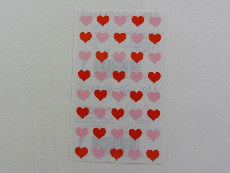 Mrs Grossman Micro Red and Pink Hearts Sticker Sheet / Module - Vintage & Collectible 1984