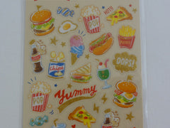 Cute Kawaii Mind Wave Yummy Pizza Hotdog Ice Cream Chips Food theme Sticker Sheet - for Journal Planner Craft Organizer