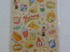 Cute Kawaii Mind Wave Yummy Pizza Hotdog Ice Cream Chips Food theme Sticker Sheet - for Journal Planner Craft Organizer