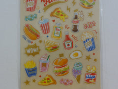 Cute Kawaii Mind Wave Yummy Pizza Hotdog Ice Cream Chips Food theme Sticker Sheet - for Journal Planner Craft Organizer