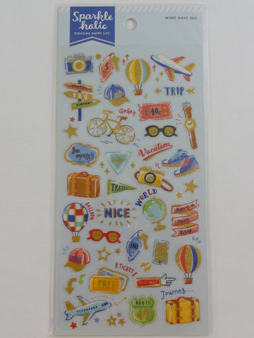 Cute Kawaii Mind Wave Vacation Travel Trip Journey theme Sticker Sheet - for Journal Planner Craft Organizer