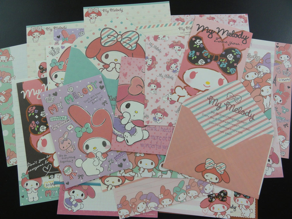 z Cute Kawaii Sanrio My Melody Letter Paper + Envelope Theme Set - B