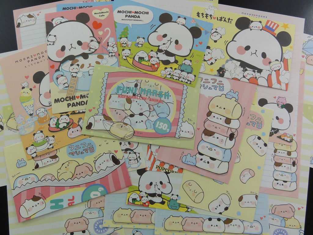 Cute Kawaii Mochi Panda Marshmallow Letter Paper + Envelope Theme Set
