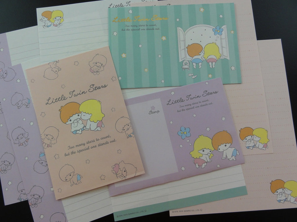 Cute Kawaii Little Twin Stars Kiki Lala Another Day of Fun Sparkles Letter Sets - Writing Paper Envelope Stationery