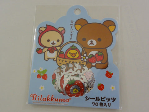 Kawaii Cute San-X Rilakkuma Strawberry Flake Sticker Sack - C