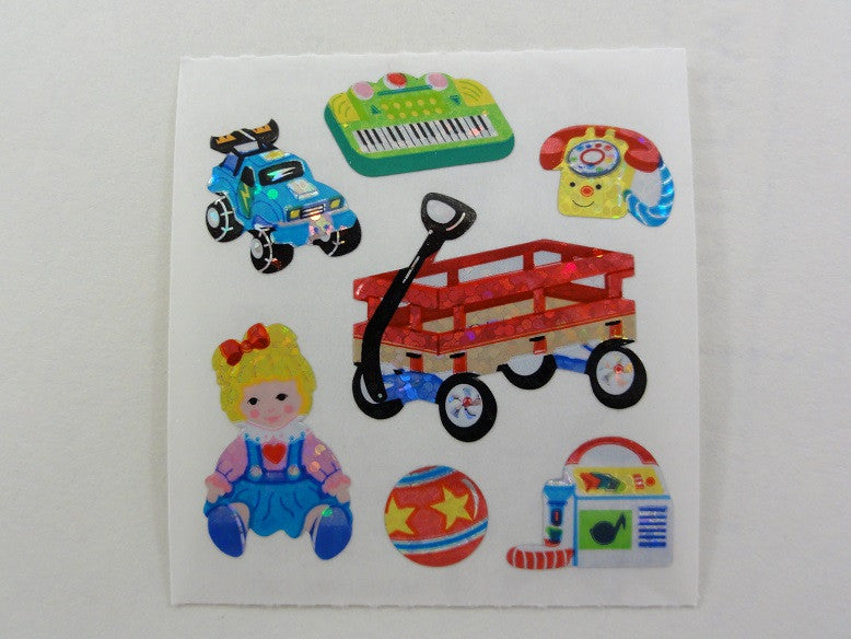 Sandylion Kids Toys Wagon Glitter Sticker Sheet / Module - Vintage & Collectible