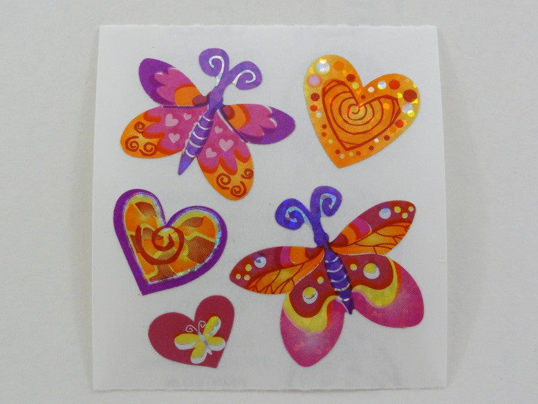 Sandylion Butterfly Hearts Valentine Glitter Sticker Sheet / Module - Vintage & Collectible