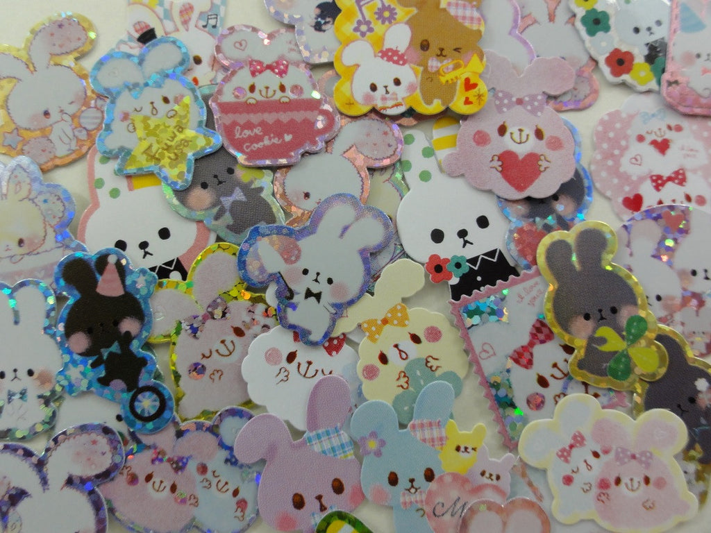 z Rabbit Bunny Flake Stickers - 40 pcs