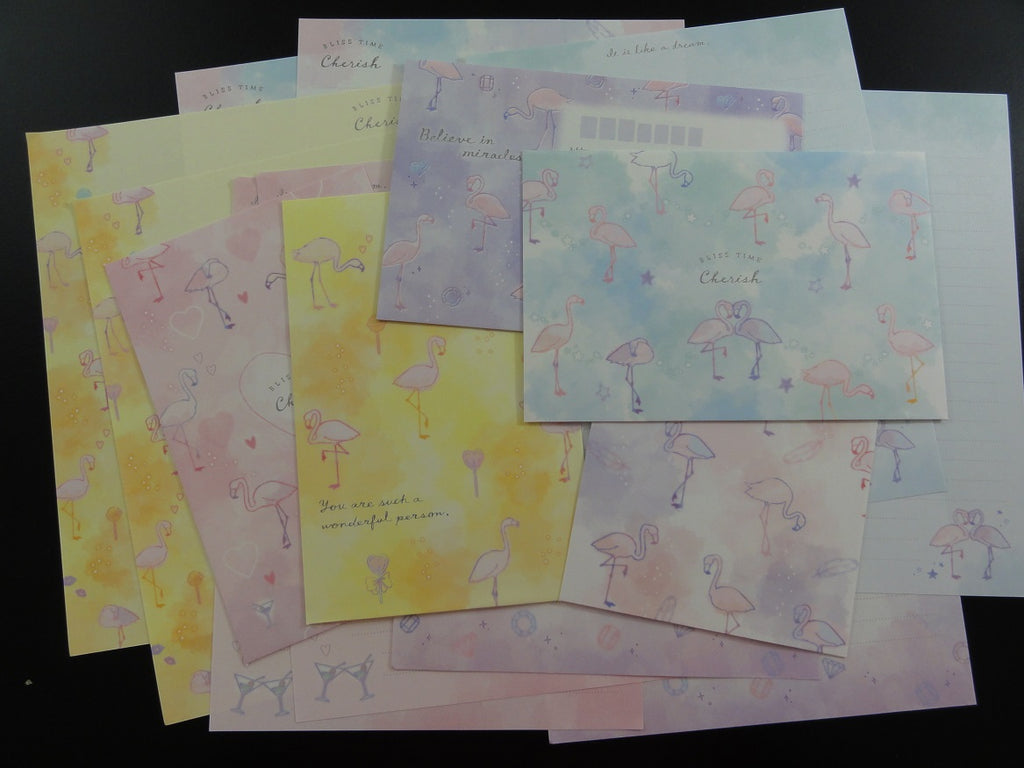 Cute Kawaii Crux Bliss Time Cherish Flamingo Letter Sets