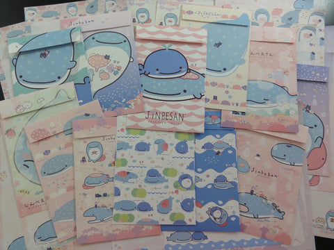 San-X Jinbesan Whale Letter Paper + Envelope Theme Set - B