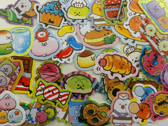 Cute Kawaii Sushi Mochi Pretzel Bread Muffin Jelly Beans Snacks Food theme Flake Stickers - 40 pcs