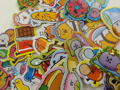 Cute Kawaii Sushi Mochi Pretzel Bread Muffin Jelly Beans Snacks Food theme Flake Stickers - 40 pcs