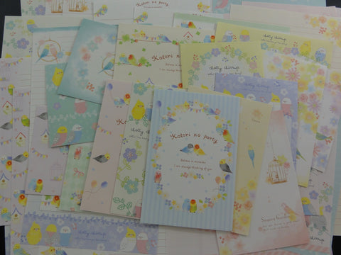 z Cute Kawaii Birds Writing Letter Paper + Envelope Theme Set