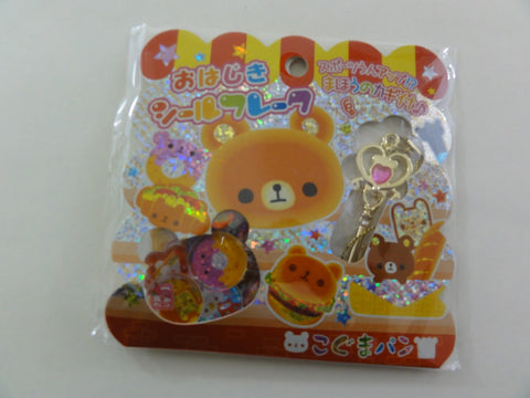 Cute Kawaii Kamio Bear Burger Sandwich Food theme Button Stickers Sack - Vintage