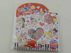 Cute Kawaii Mind Wave Hello Rabbit Flake Stickers Sack - Vintage