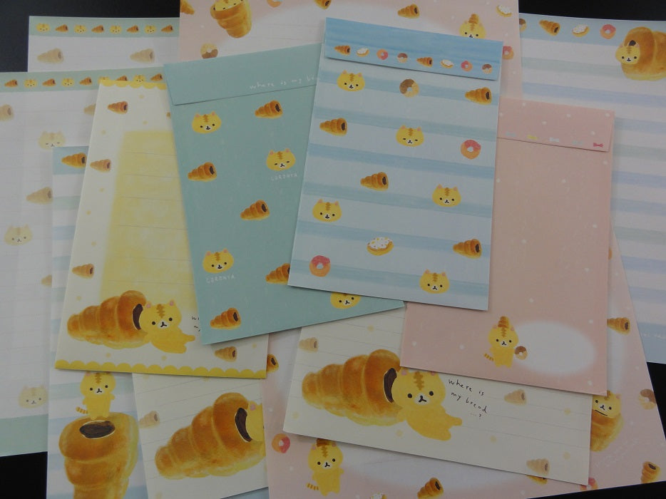 z Kawaii Cute San-X CoroNya Warm Bread Cat Letter Sets - A