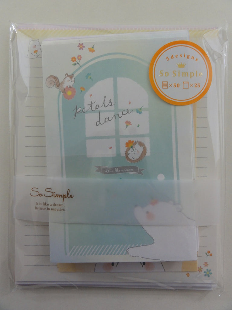 Cute Kawaii Crux Petals Dance Bear Letter Set Pack