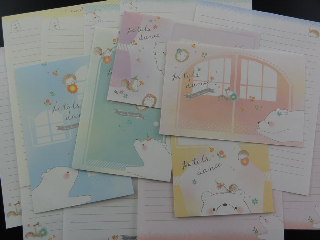 Cute Kawai Crux Petals Dance Bear Letter Sets