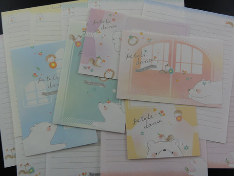 Cute Kawai Crux Petals Dance Bear Letter Sets