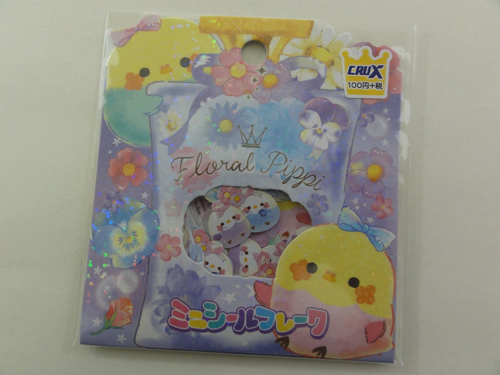 Cute Kawaii Crux Floral Pippi Bird Flake Stickers Sack