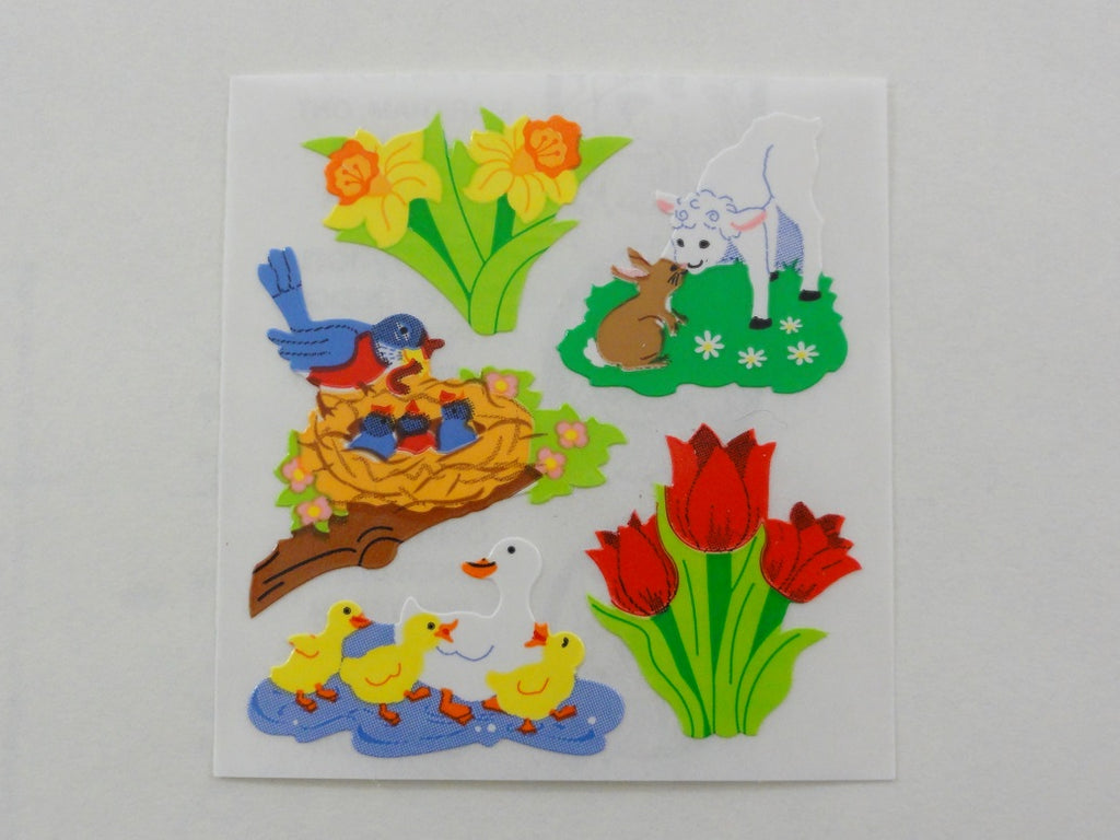 Sandylion Spring Flower Bird Duck Rabbit Sticker Sheet / Module - Vintage & Collectible