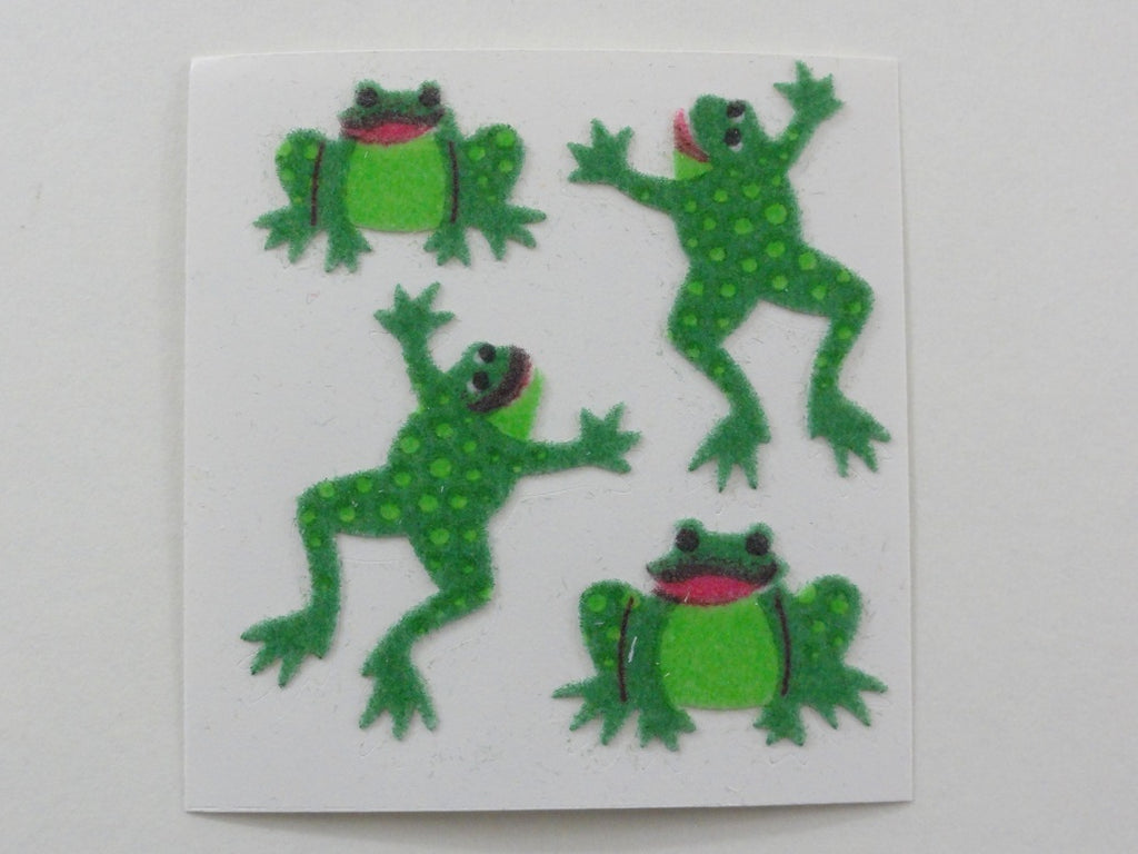 Sandylion Green Frog Fuzzy Sticker Sheet / Module - Vintage & Collectible
