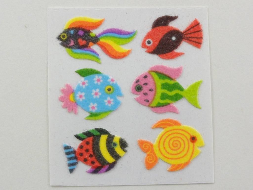 Sandylion Colorful Fish Fuzzy Sticker Sheet / Module - Vintage & Collectible