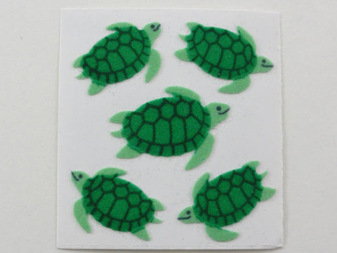 Sandylion Green Turtle Fuzzy Sticker Sheet / Module - Vintage & Collectible