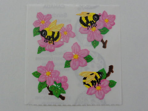 Sandylion Pink Flower and Bee Sticker Sheet / Module - Vintage & Collectible
