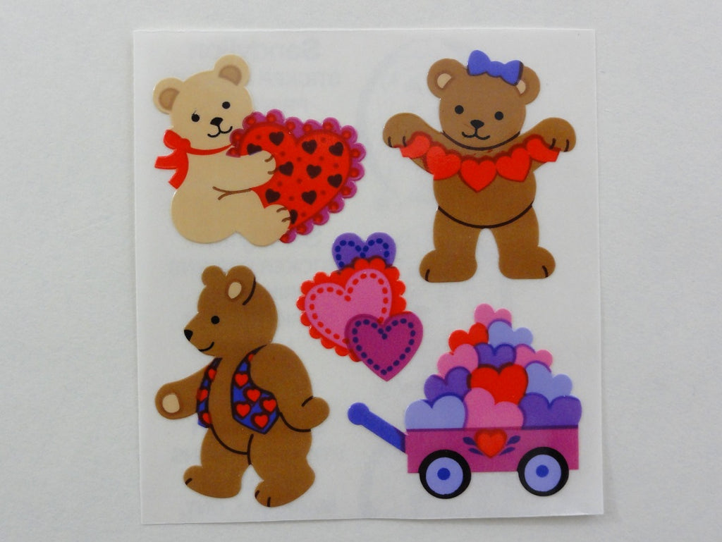 Sandylion Bear and Hearts Sticker Sheet / Module - Vintage & Collectible