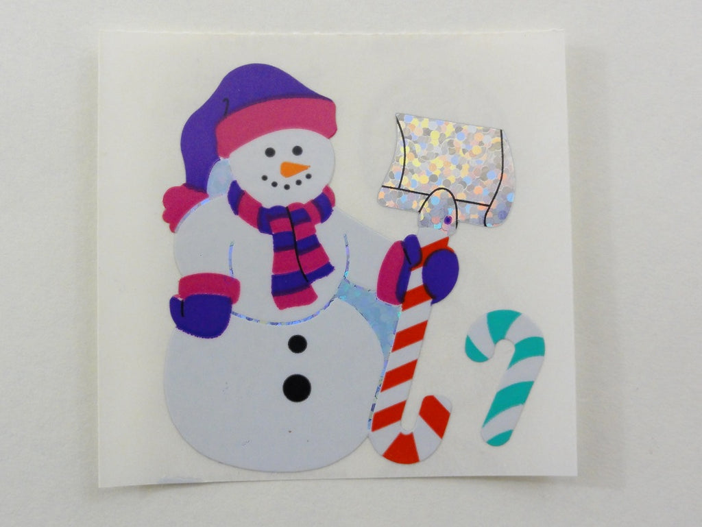 Sandylion Snowman Christmas Glitter Sticker Sheet / Module - Vintage & Collectible