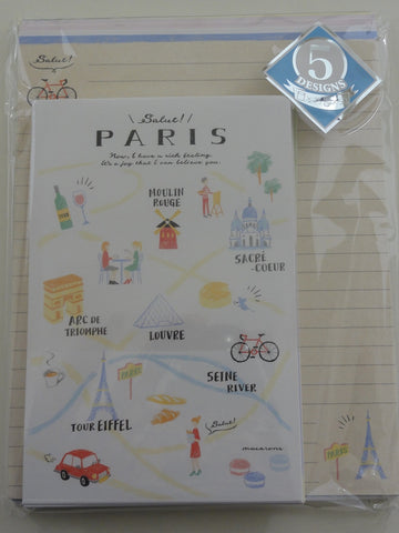 Cute Kawaii Stationery Kamio Travel Paris NY Roma Japan Letter Set Pack