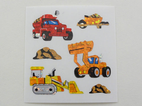 Sandylion Construction Machine Vehicle Glitter Sticker Sheet / Module - Vintage & Collectible